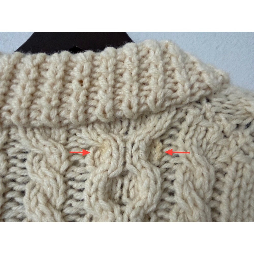 Ardion Hand Knits Cream Cable Knit Wool Full Zip Sweater Made in Ireland Women M - Picture 5 of 5